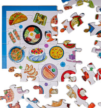 Load image into Gallery viewer, World Food Puzzle - 64 Piece Jigsaw Puzzle - Explore Dishes From Around World - Kids Ages 3+