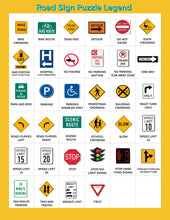 Load image into Gallery viewer, Road Sign Puzzle - 64 Piece Jigsaw Puzzle - Explore Road Signs - Kids Ages PreK- Grade 5