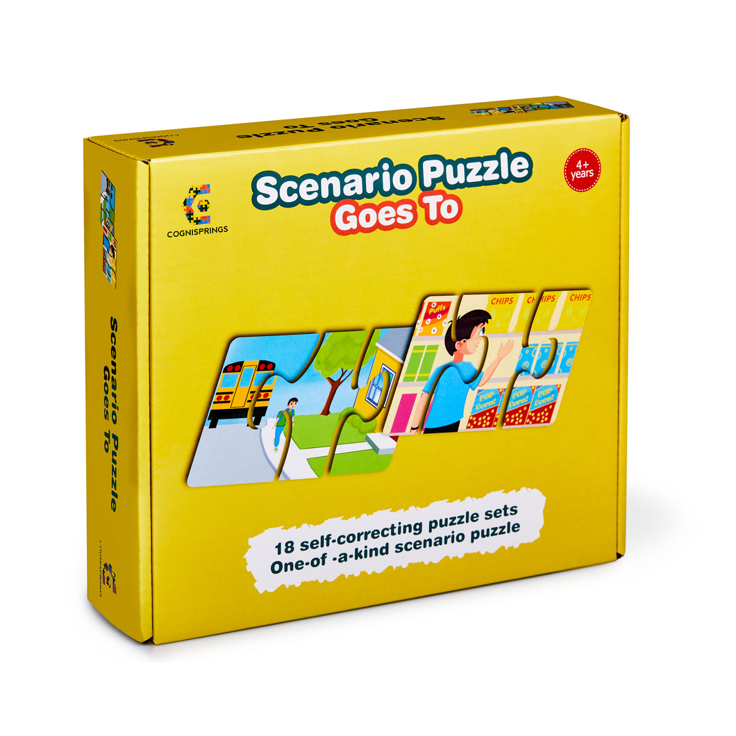 Goes To Scenario Puzzle - 54 Piece Self-Correcting Jigsaw Puzzle & Reading Activity - Kids Ages 4- 8