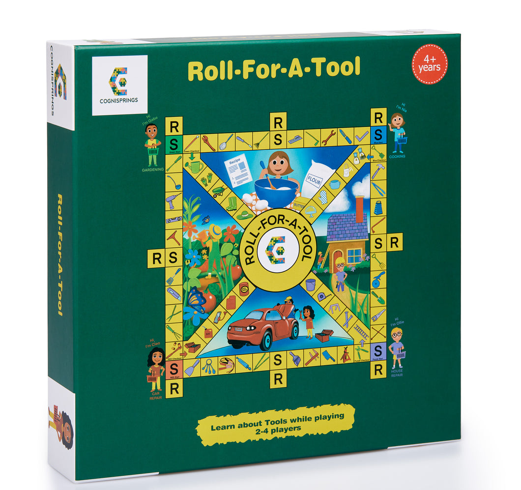 Roll-For-A-Tool - Board Game For Kids And Familes - Learn Tools - 2-4 Players - For Kids Ages 4+