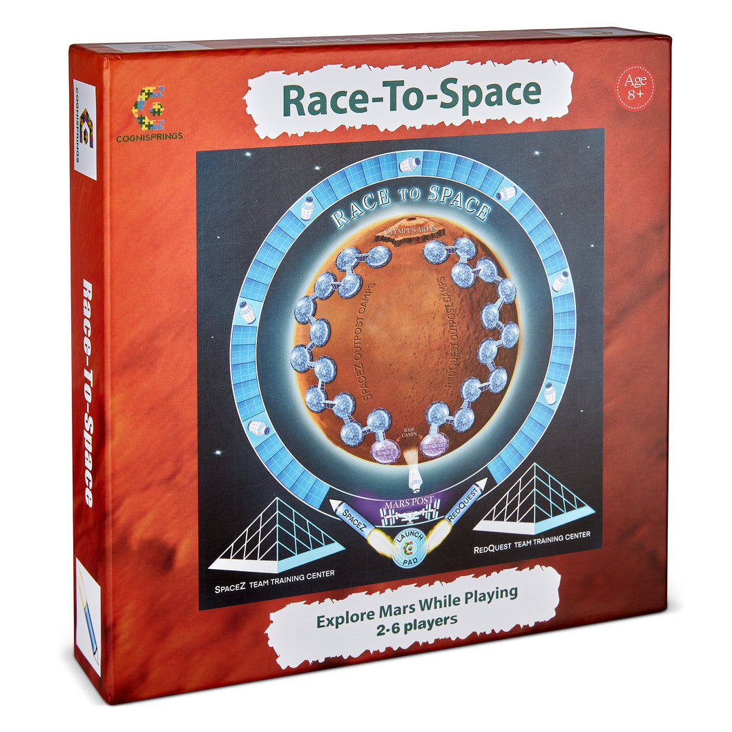 Race-To-Space Board Game For Kids And Families - Explore Mars While Playing - 2-4 Players - Kids Ages 8+